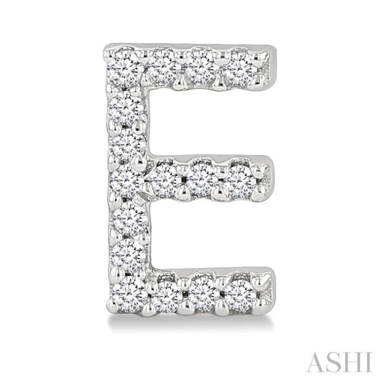 1/10 Ctw Initial 'E' Single Cut Diamond Earrings in 10K White Gold