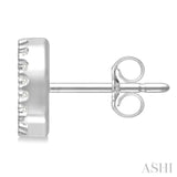 1/10 Ctw Initial 'D' Round Cut Diamond Earrings in 10K White Gold