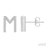 1/8 Ctw Initial 'M' Round Cut Diamond Earrings in 10K White Gold