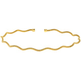 Gold Finish Sterling Silver Thin Wavy Cable Cuff Bracelet