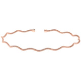 Rose Gold Finish Sterling Silver Thin Wavy Cable Cuff Bracelet