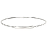 Rhodium Finish Sterling Silver Opening Corean Cable Bangle Bracelet with High Polished Bar