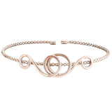 Rose Gold Finish Sterling Silver Corean Cable Cuff Bracelet with a High Polished Central Swirl