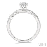 7/8 ctw Twisted Shank Round Cut Diamond Engagement Ring With 1/2 ct Emerald Cut Center Stone in 14K White Gold