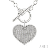 1/10 Ctw Heart Toggle Round Cut Diamond Fashion Necklace in Sterling Silver