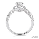 5/8 Ctw Diamond Engagement Ring with 3/8 Ct Round Cut Center Stone in 14K White Gold