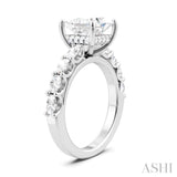 7/8 Ctw Princess Shape Oval and Round Cut Diamond Semi-Mount Engagement Ring in 14K White Gold