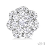 3/4 Ctw Flower Pattern Round Cut Diamond Fashion Stud Earrings in 14K White Gold