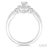 1/2 Ctw Diamond Engagement Ring with 1/5 Ct Round Cut Center Stone in 14K White Gold
