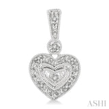 1/20 ctw Heart Shape Single Cut Diamond Earrings in Sterling Silver