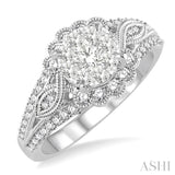 3/4 ctw Diamond Lovebright Engagement Ring in 14K White Gold