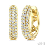 1/2 Ctw Triple Row Round Cut Diamond Fashion Huggies in 14K Yellow Gold