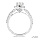 1 1/5 Ctw Diamond Engagement Ring with 5/8 Ct Princess Cut Center Stone in 14K White Gold