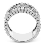 Make a statement in this fashion ring with 18K strands of rose gold adorned with .30 ctw diamonds inside a flower pattern, and white gold beaded edge