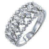 An eye catching diamond anniversary ring gleaming with 1.45 ctw of brillant white diamonds in 18K white gold band.