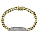Dazzle in this 18K two tone ID bracelet with 0.66 ctw of diamonds and a chain link detail
