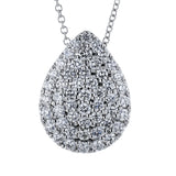 A bold Pear shaped pendant with 0.80 ctw. of pave set diamonds on a 17-19 adjustable chain