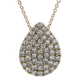 A bold Pear shaped pendant with 0.80 ctw. of pave set diamonds on a 17-19 adjustable chain