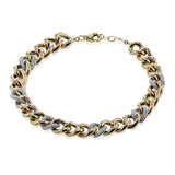 18K rose gold and white gold ladies bracelet from our chain link collection shimmers with 0.64 ctw of white diamonds, 6.3