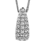 This domed shaped diamond pendant sparkles with 1.49 ctw. round pave set diamonds on a 17-19 chain