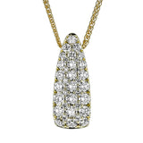This domed shaped diamond pendant sparkles with 1.49 ctw. round pave set diamonds on a 17-19 chain