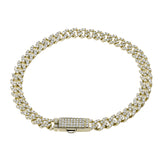 This sylish yellow gold curb link diamond bracelet with box lock, dazzles with 2.11 ctw of white diamonds 7