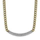 This 18K white gold Cuban chain necklace boasts more than 5cttw diamonds providing the perfect mix of style and sophistication.18KW NECK 5.07D