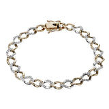 This delicate chain link bracelet of 18K rose and white gold with 0.77 ctw of diamonds, is the perfect layering accessory, 7
