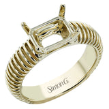 18K two toned right hand ring has a domed ribbed design, accented with rows of pave set diamonds on 3 sides 0.35 ctw.