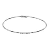 18K white gold beaded stackable bangle accented with 0.08 ctw of white diamonds, and a magnetic closure