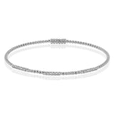 18K white gold beaded stackable bangle with 3 stations of diamonds 0.23 ctw, and a magnetic closure