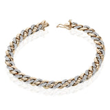 18K rose gold and white gold ladies bracelet from our chain link collection shimmers with 0.90 ctw of white diamonds, 7