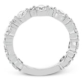 This brilliant diamond ring 2.07 ctw. in 18K white gold doubles as a wedding band and a stackable band, with a unique bubble design of alternating large and small round diamonds