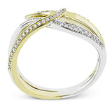 This unique two-tone right hand ring wraps your finger in 0.23 ctw of diamonds set in 18K white and yellow gold.