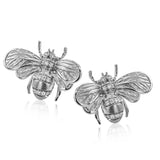18K YG bee earrings from our nature collection with brushed textured wings & 0.17 ctw of diamonds, with post backs