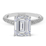 This stunning engagement ring from our under halo collection is set with 0.80 ctw of pave set diamonds in 18 kt white gold.