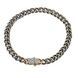 14K W/R and Titanium link Men's bracelet with 0.24 ctw diamond barrel lock closure, 8