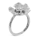 This 18K textured flower diam fashion ring has 0.33 ctw of white diam from our nature collection