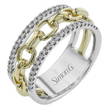 This right hand ring has the perfect balance of modern flair and sophistication.  Crafted in 18K white and rose gold, this band features .31cttw diamonds.