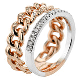This stylish right-hand ring from our chain link collection, evokes a modern elegance in yellow and white gold accented with 0.23 ctw of white diamonds