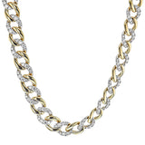 A classic18k white and yellow gold cuban chain elevated with 2.48cttw diamonds.