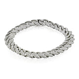 14K WG Men's cuban link bracelet encrusted with 8.96 ctw of white diamonds, 8