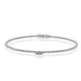 18K beaded bangle with diam accent 0.06 ctw. and magnetic closure, a perfect bangle for stacking