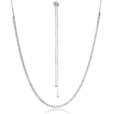 THIS VERSITLE 18K WHITE GOLD NECKLACE FEATURES 4.08CTTW DIAMONDS AND CAN BE WORN AS A CHOKER, LONGER DIAMOND NECKLACE OR LARIAT.