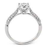 The best of art deco design is updated to the modern era in this Roxy Collection ring, with milgrain edged bezel-set side diamonds and shining white gold.