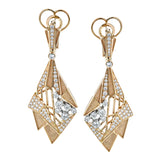 Surfaces of 18k rose gold and 1.25 ctw of diamonds hang suspended in air like crystallized art deco architecture in these distinctive earrings. Part of our Folded Geometry line, these earrings showcase unique design and the utmost craftsmanship.