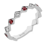From our stackable collection this geometric shaped ring in 14 Kt white gold has a 0.24 ctw diamonds and a bit of whimsy