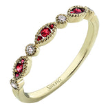 Modern versatility, the perfect ring to stack or wear alone, available featuring .14 cttw sapphires, ruby or tsavorite and 14K white, rose or yellow gold.