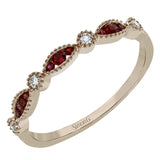 Modern versatility, the perfect ring to stack or wear alone, available featuring .14 cttw sapphires, ruby or tsavorite and 14K white, rose or yellow gold.
