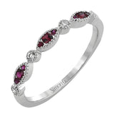 Modern versatility, the perfect ring to stack or wear alone, available featuring .14 cttw sapphires, ruby or tsavorite and 14K white, rose or yellow gold.